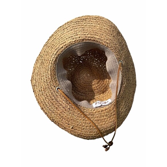 Fiesta Santa Barbara Straw Sun Hat Natural Tan Wide Brim Chin Strap Beach Hat main image 12